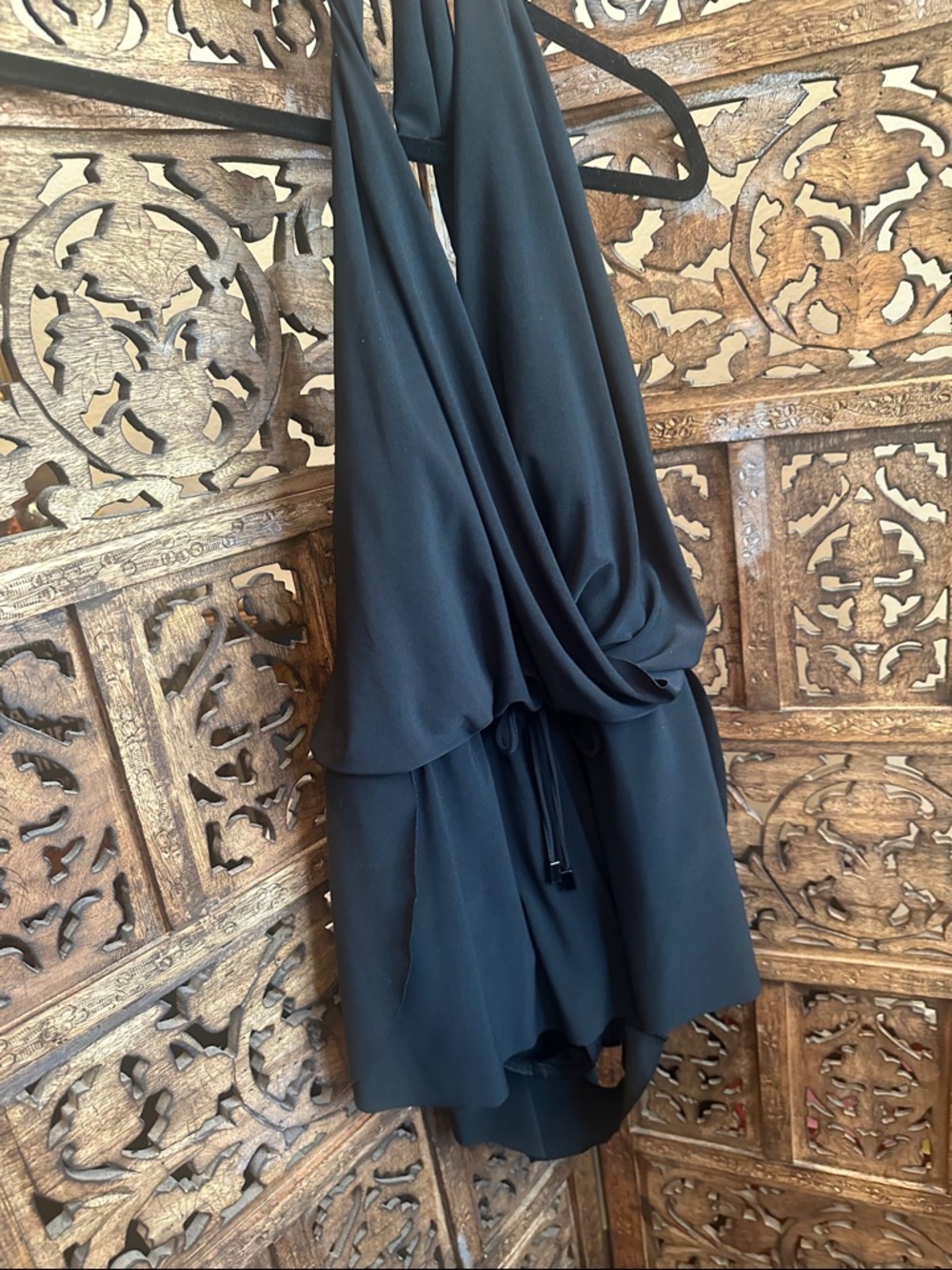 Black Draped Halter Swimsuit